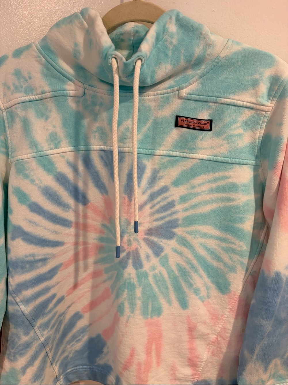 Vineyard Vines Pastel Tie-Dye Crewneck - Aqua & Pink - Picture 5 of 9
